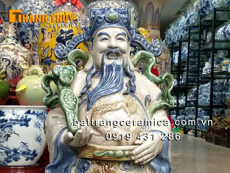 Tượng Phúc Lộc Thọ giả cổ 60cm trang trí phong thủy may mắn