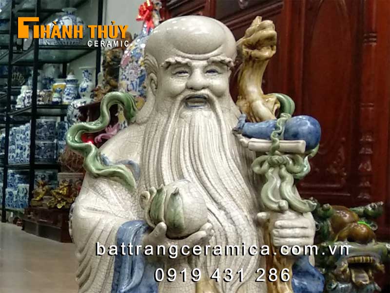 Tượng Phúc Lộc Thọ giả cổ 60cm trang trí phong thủy may mắn