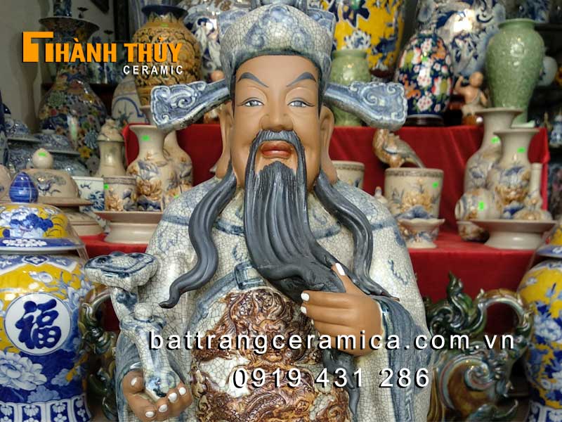 Tượng Phúc Lộc Thọ gốm sứ 60cm sang trọng quà tặng phong thủy