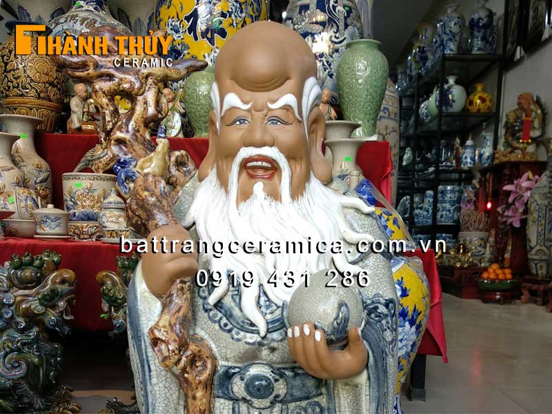 Tượng Phúc Lộc Thọ gốm sứ 60cm sang trọng quà tặng phong thủy