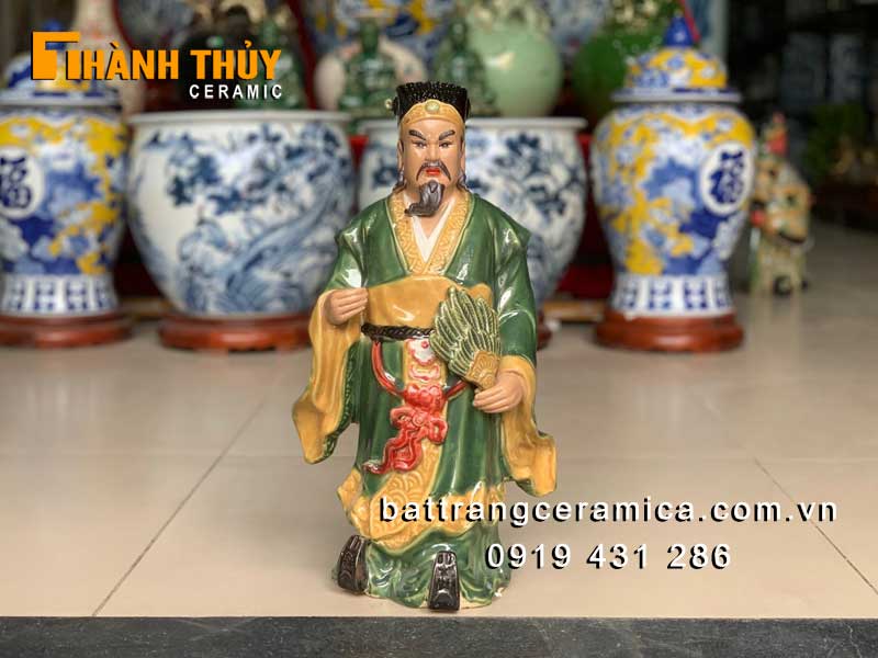 Tượng Khổng Minh gốm sứ 42cm phong thủy, trí tuệ, hóa giải tiểu nhân
