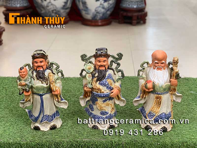 Bộ tượng tam đa sứ nhỏ 35cm phúc lộc thọ may mắn gia đình