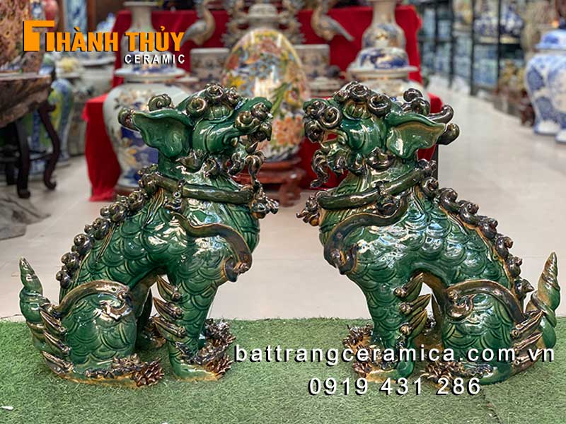Nghê phong thủy Bát Tràng sứ men ngọc 53cm độc đáo may mắn