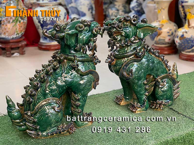 Nghê phong thủy Bát Tràng sứ men ngọc 53cm độc đáo may mắn