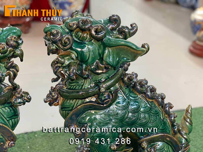 Nghê phong thủy Bát Tràng sứ men ngọc 53cm độc đáo may mắn