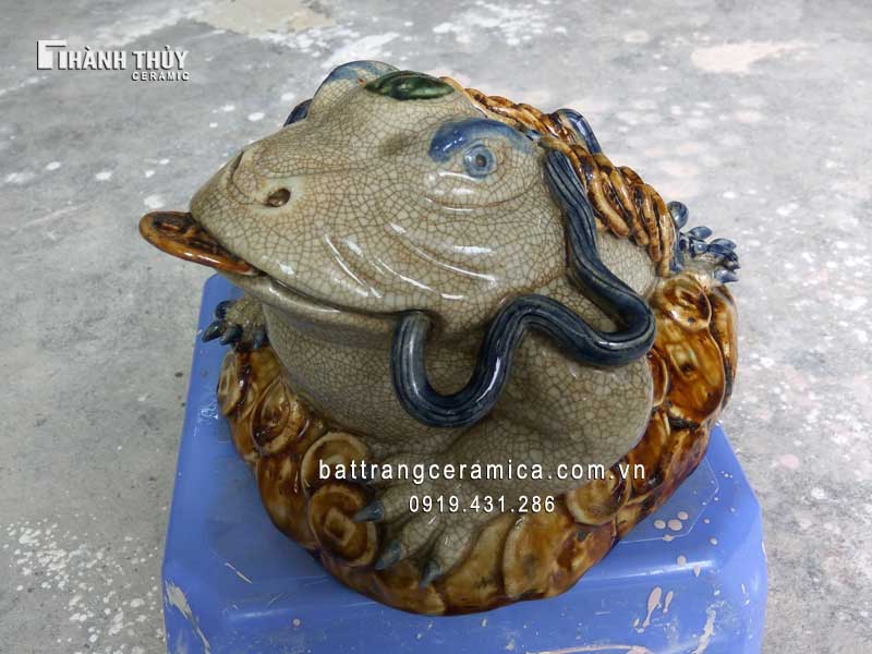 Cóc vàng ba chân phong thủy men rạn - Tài lộc, may mắn, hút tiền