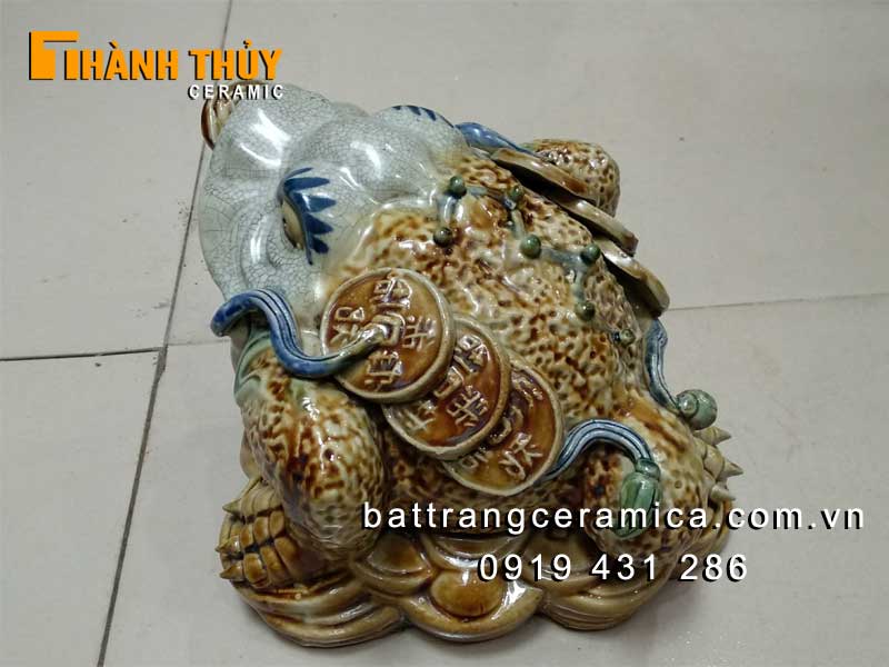 Cóc thần tài gốm sứ Bát Tràng 20cm may mắn tài lộc