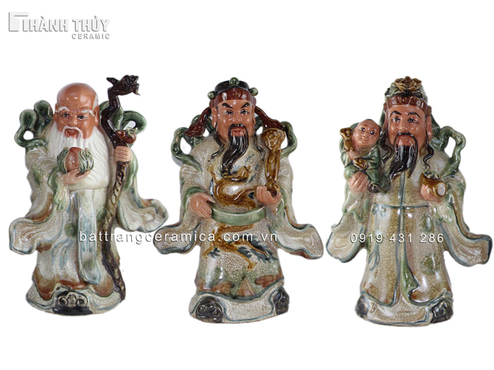 Tượng Phúc Lộc Thọ 32cm chuẩn kỹ thuật may mắn tài lộc