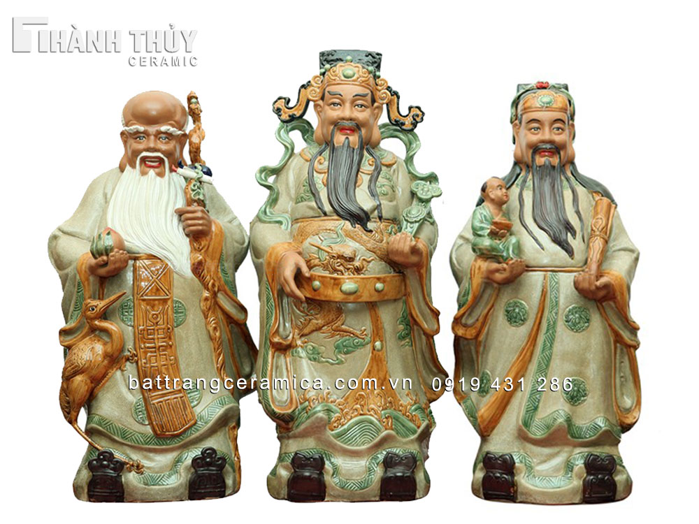 Tượng Tam Đa 100cm phong thuỷ Phúc Lộc Thọ may mắn tài lộc