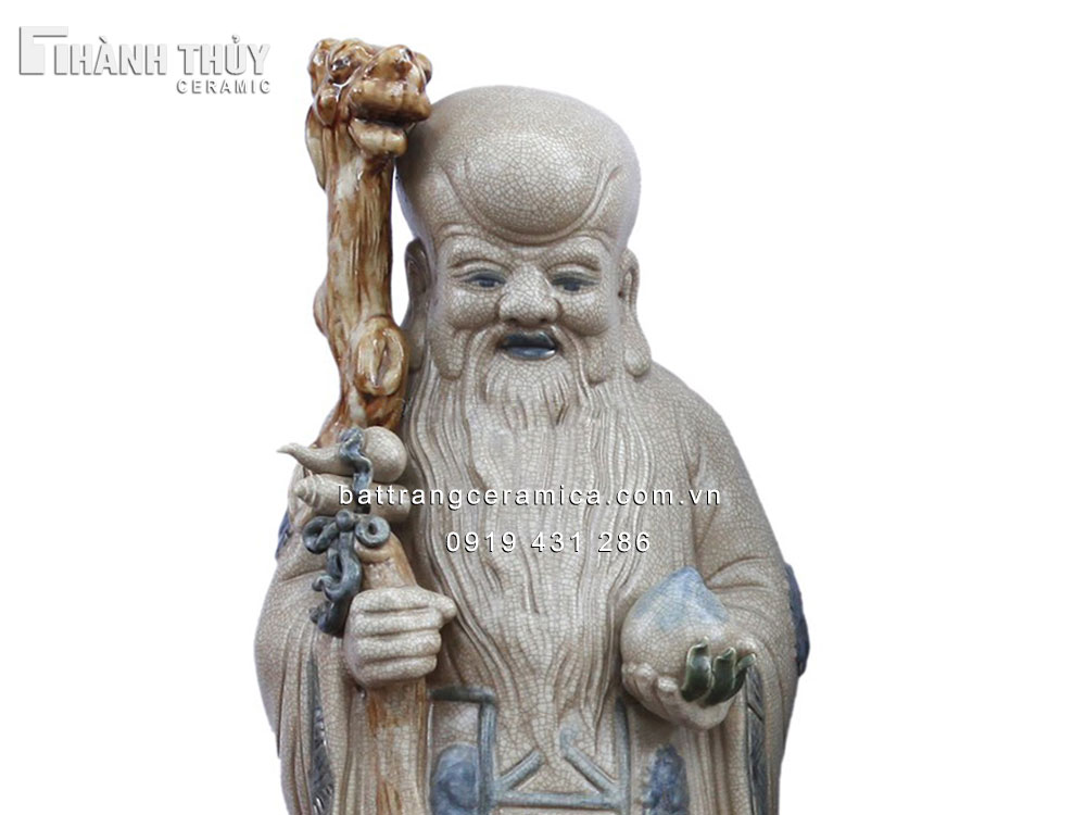 Tượng Phúc Lộc Thọ giả cổ 71cm độc đáo phong thủy may mắn tài lộc