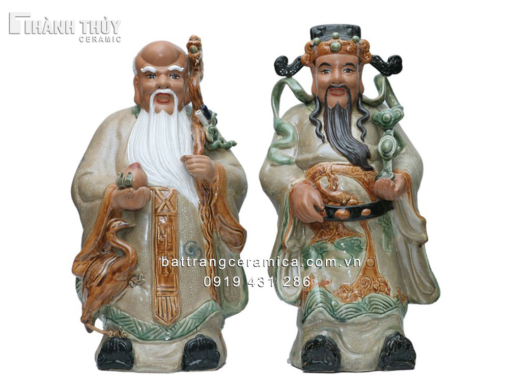 Tượng Phúc Lộc Thọ 45cm thần tài may mắn quà tặng phong thủy