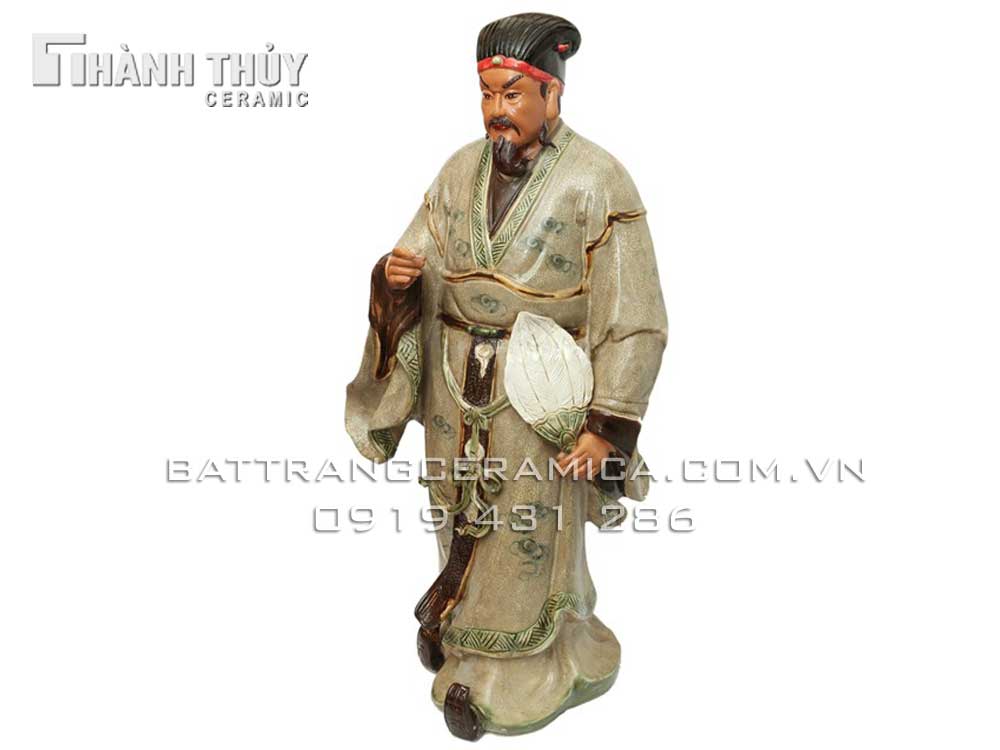 Tượng Gia Cát Lượng gốm sứ 60cm phong thủy nghệ thuật cao cấp