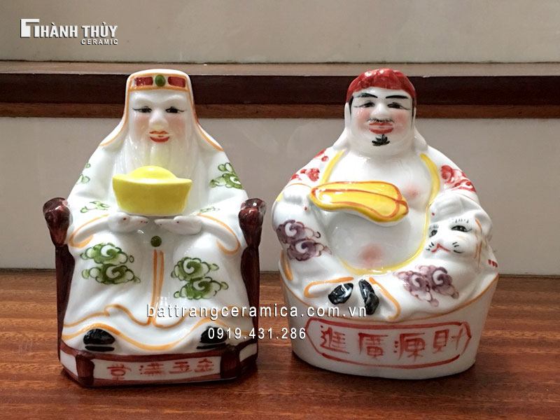 Thần Tài Thổ Địa men trắng Bát Tràng 18cm tượng phong thủy may mắn