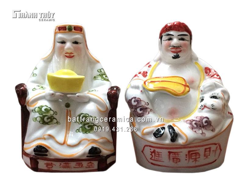 Thần Tài Thổ Địa men trắng Bát Tràng 18cm tượng phong thủy may mắn 