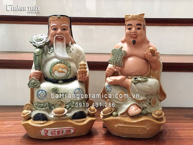 Tượng Thần Tài Thổ Địa men rạn Bát Tràng cao 30cm phong thủy may mắn