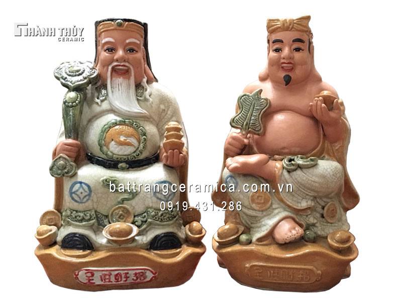 Tượng Thần Tài Thổ Địa men rạn Bát Tràng cao 30cm phong thủy may mắn 