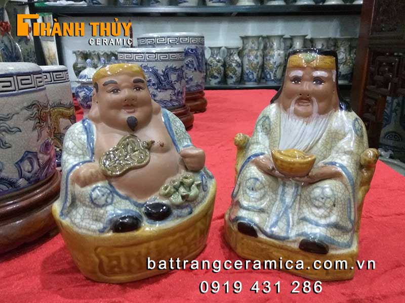 Tượng Thần Tài Ông Địa men rạn 22cm phong thủy hút tài lộc 
