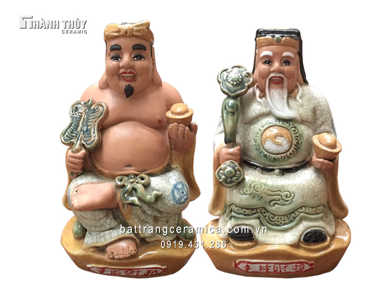 Tượng Thần Tài Ông Địa Men Rạn 18cm Phong Thủy May Mắn Bát Tràng 