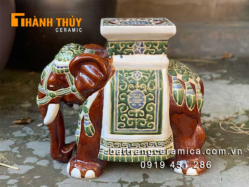 Đôn voi gốm sứ Biên Hòa cổ xưa trang trí phong thủy cao cấp