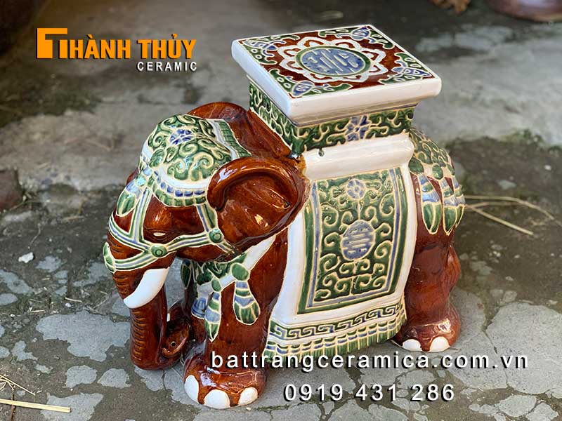 Đôn voi gốm sứ Biên Hòa cổ xưa trang trí phong thủy cao cấp