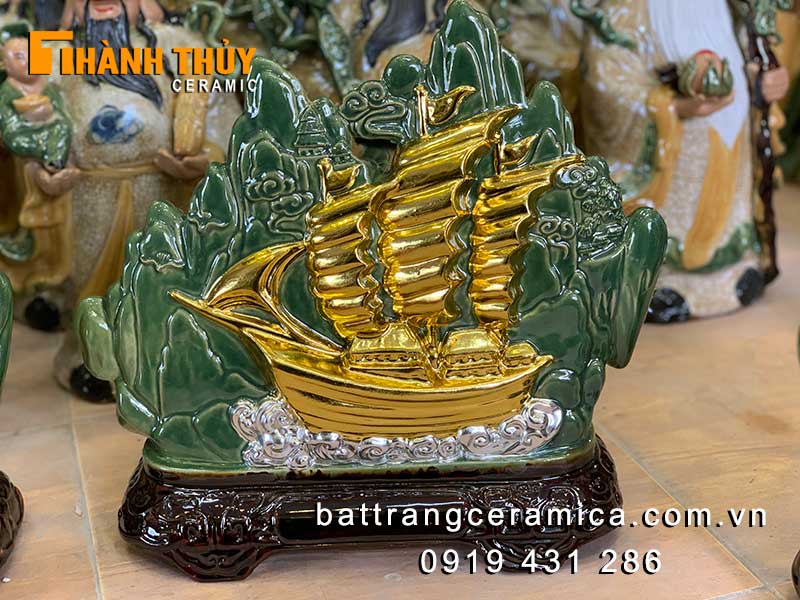 Tượng thuận buồm xuôi gió dát vàng 35cm sang trọng đẳng cấp