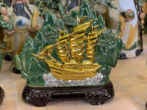 Tượng thuận buồm xuôi gió dát vàng 35cm sang trọng đẳng cấp 