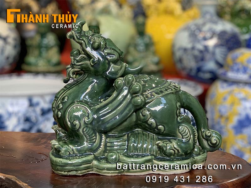 tượng tỳ hưu men xanh ngọc 26cm phong thủy quà tặng may mắn