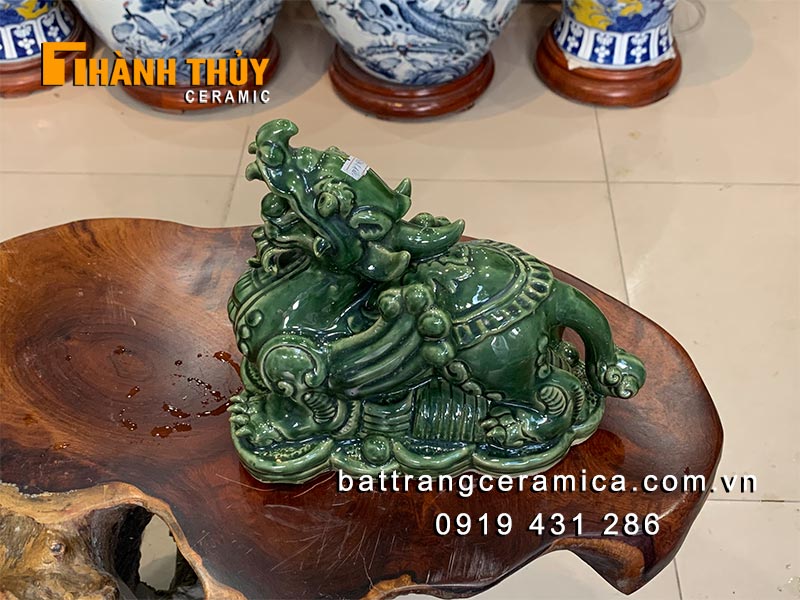 tượng tỳ hưu men xanh ngọc 26cm phong thủy quà tặng may mắn
