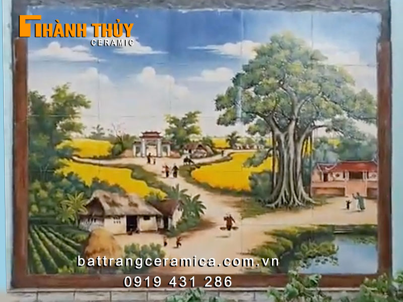 Tranh ốp tường sân vườn quê hương đẹp, trang trí tiện lợi