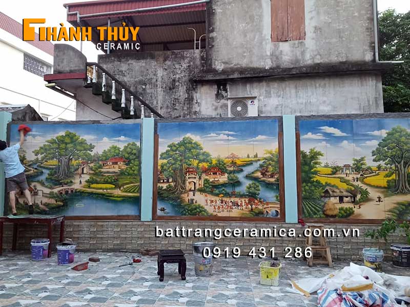 Tranh ốp tường sân vườn quê hương đẹp, trang trí tiện lợi