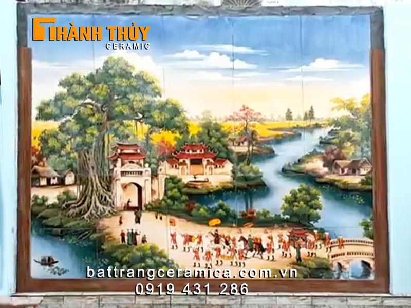 Tranh ốp tường ngoài trời vinh quy bái tổ gốm sứ đẹp giá tốt