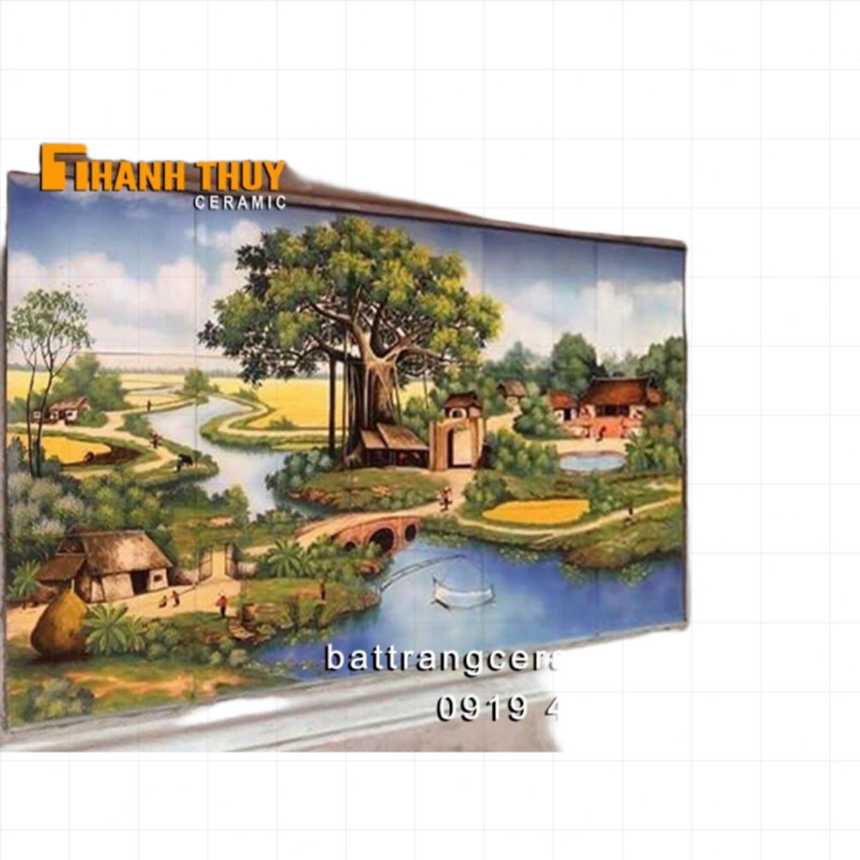 Tranh gốm Bát Tràng ghép mảng cảnh quê đẹp, sang trọng, bền bỉ 