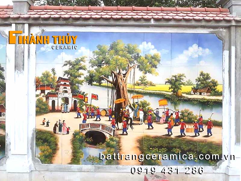 Tranh ốp tường nhà thờ Vinh Quang Bái Tổ gốm Bát Tràng đẹp bền 
