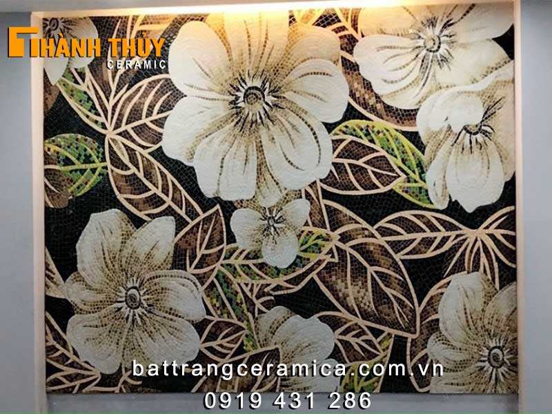 Tranh mosaic gốm Bát Tràng hoa tinh xảo trang trí nhà đẹp