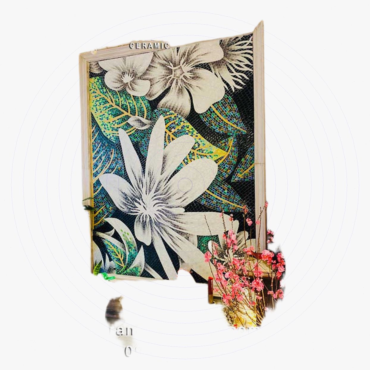 Tranh ốp gốm mosaic biệt thự sang trọng trang trí phòng khách 