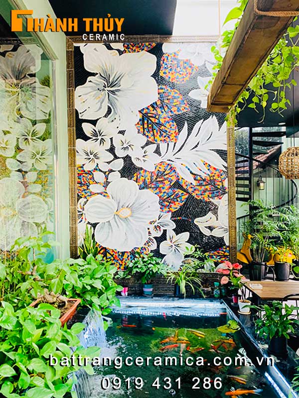 Tranh gốm mosaic Bát Tràng trang trí tiểu cảnh biệt thự đẳng cấp