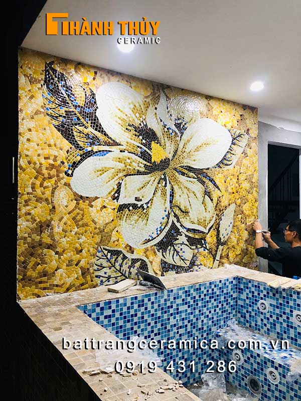 Tranh mosaic gốm bể bơi Bát Tràng sang trọng độc đáo đẹp