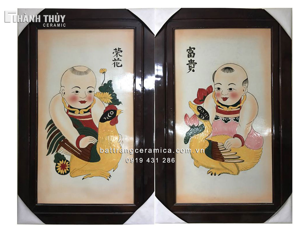 Tranh sứ Vinh Hoa Phú Quý 90x60cm sang trọng quà tặng đẹp
