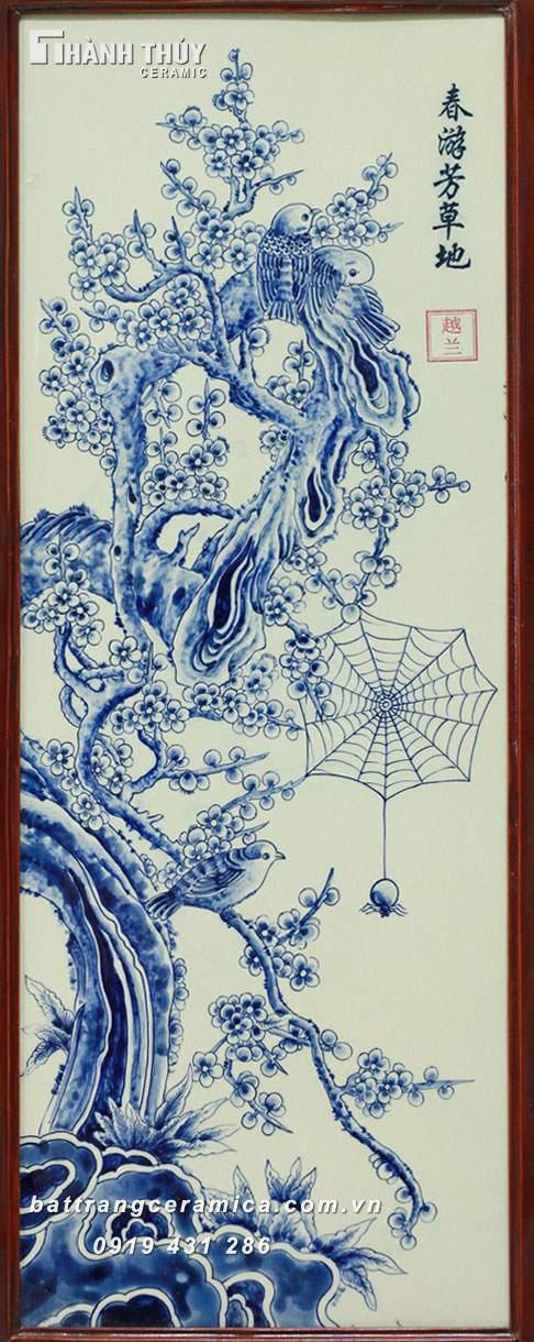 Tranh tứ quý Tùng Cúc Trúc Mai kích thước 48x98cm, phong thủy