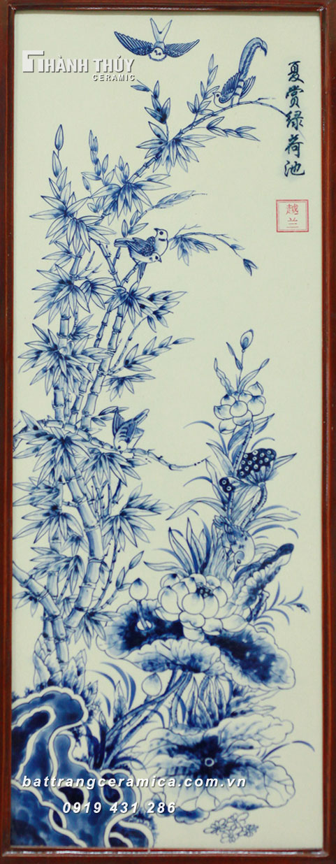 Tranh tứ quý Tùng Cúc Trúc Mai kích thước 48x98cm, phong thủy