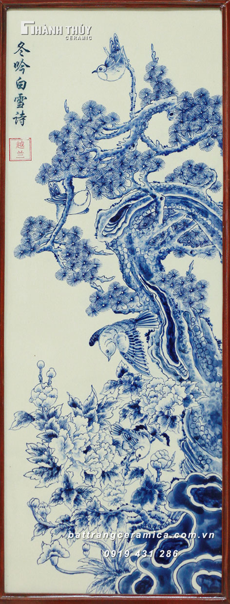 Tranh tứ quý Tùng Cúc Trúc Mai kích thước 48x98cm, phong thủy