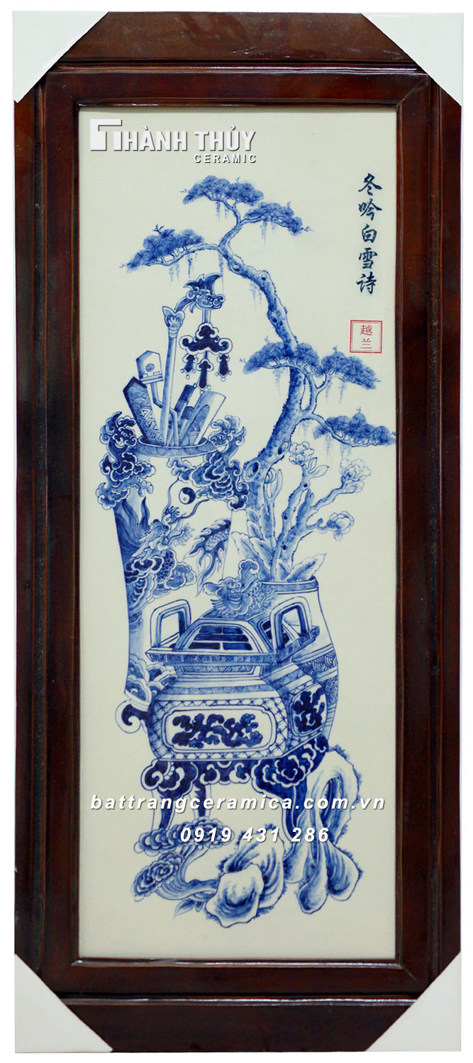 Tranh Cổ Đồ men tràm cổ 48x98cm may mắn tài lộc