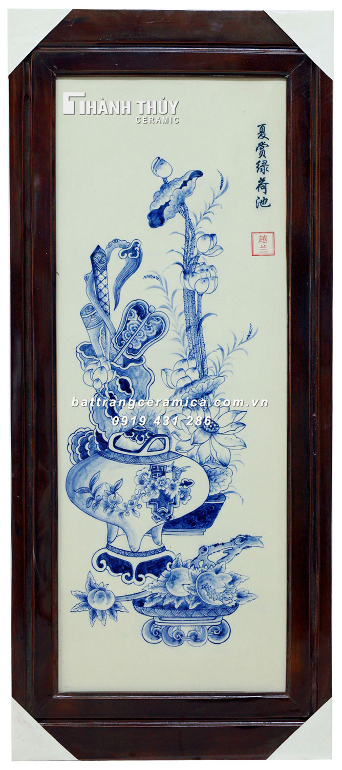 Tranh Cổ Đồ men tràm cổ 48x98cm may mắn tài lộc