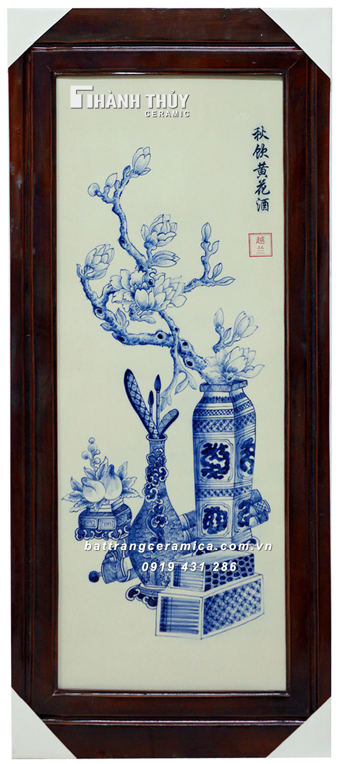 Tranh Cổ Đồ men tràm cổ 48x98cm may mắn tài lộc