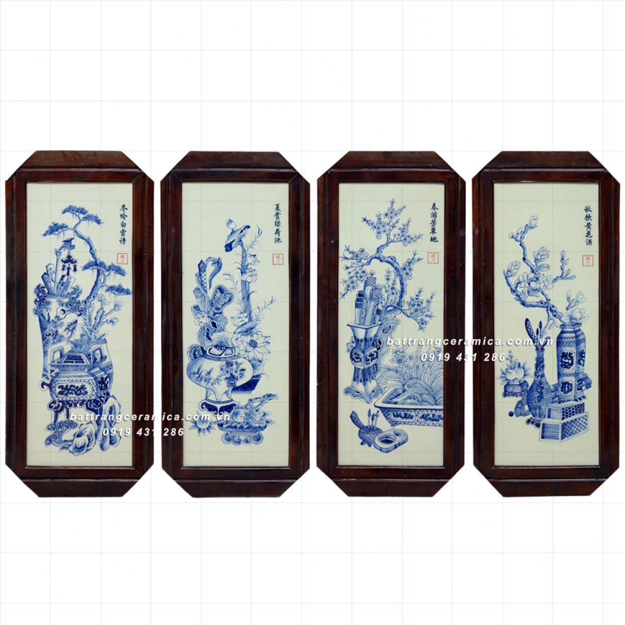 Tranh Cổ Đồ men tràm cổ 48x98cm may mắn tài lộc 