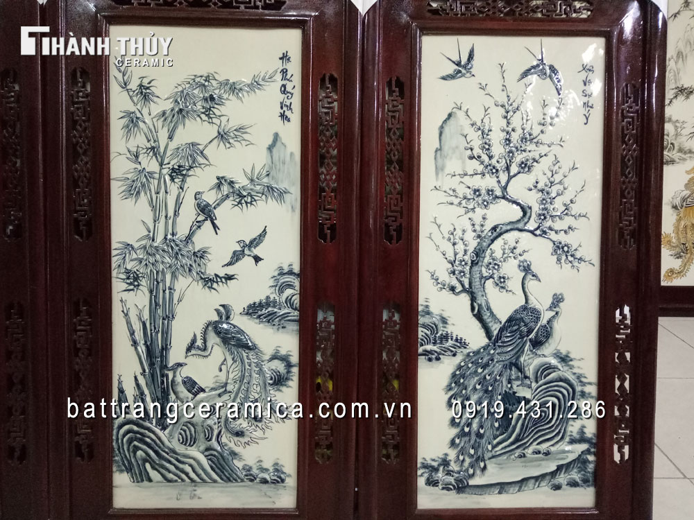 Trang tứ quý Men Tràm cổ 48x98 tranh decor tết ý nghĩa phong thủy