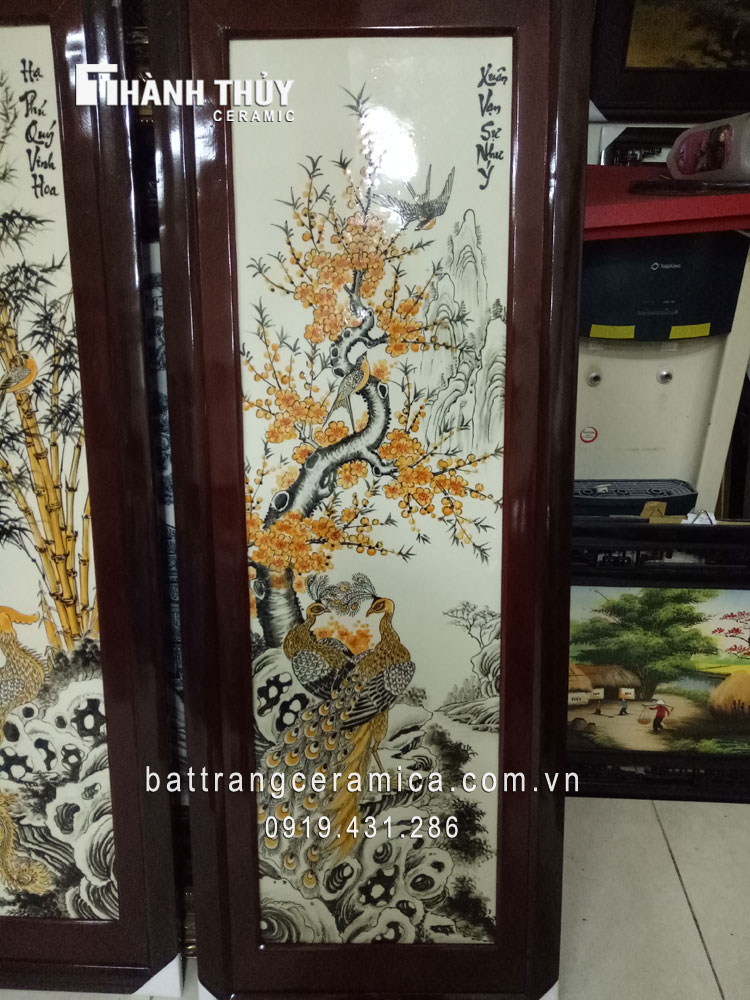 Tranh Tứ Quý Tùng Cúc Trúc Mai 120x54cm Quà Tặng Sang Trọng