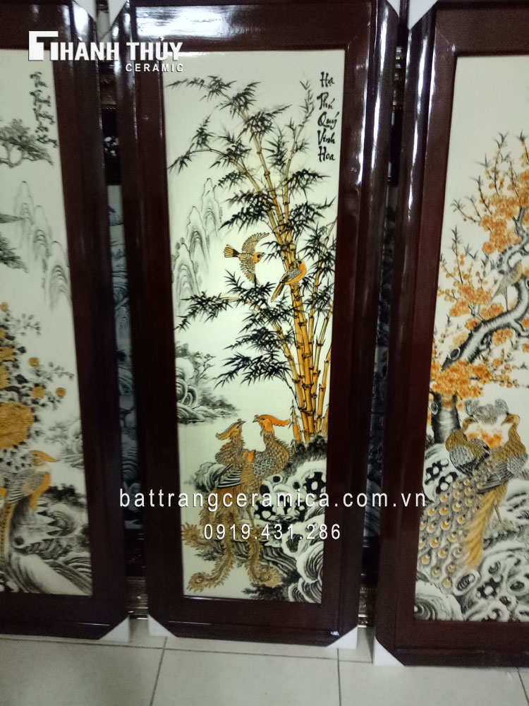 Tranh Tứ Quý Tùng Cúc Trúc Mai 120x54cm Quà Tặng Sang Trọng