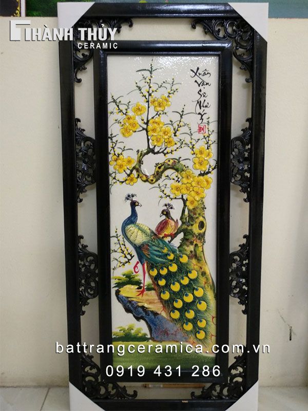 Tranh tứ quý đắp nổi 42x80cm trang trí phong thủy sang