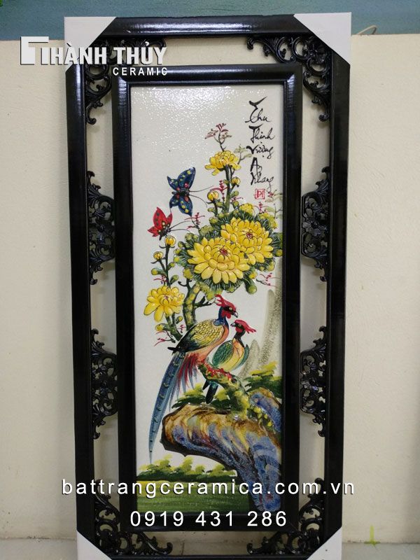 Tranh tứ quý đắp nổi 42x80cm trang trí phong thủy sang